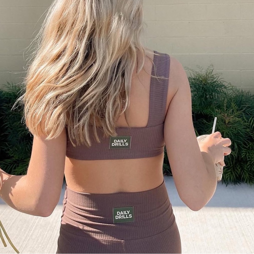 Daily Drills  Ribbed Sports Bra in brown size M